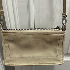 HOBO Cream Leather Crossbody Bag with Silver Hardware
